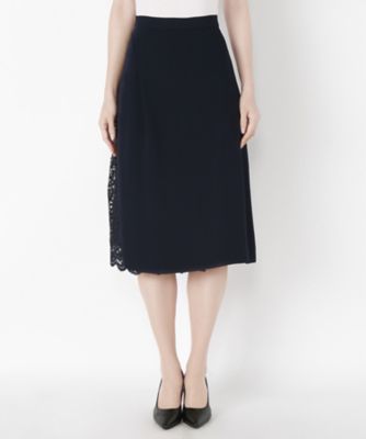 ＜Clothing＞ 部分レーススカート(CL72SK013K) ネイビーブルー 【三越・伊勢丹/公式】