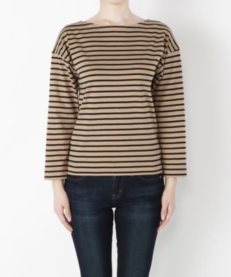 ＜Clothing＞ 40双 フルボーダーバスク 9分袖(CL72CS010K) ベージュxブラック 【三越・伊勢丹/公式】