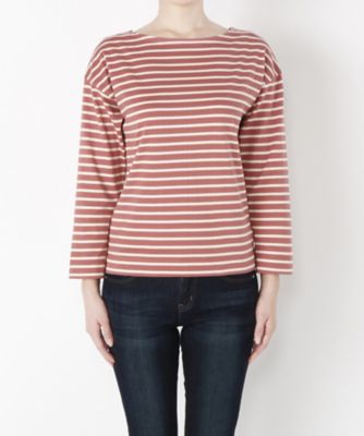 ＜Clothing＞ 40双 フルボーダーバスク 9分袖(CL72CS010K) ピンクxキナリ 【三越・伊勢丹/公式】