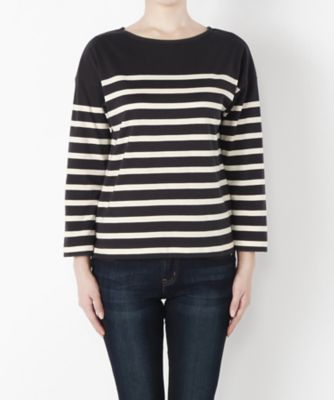＜Clothing＞ パネルボーダー9分袖バスクシャツ(CL72CS011K) グレーネイビーxキナリ 【三越・伊勢丹/公式】