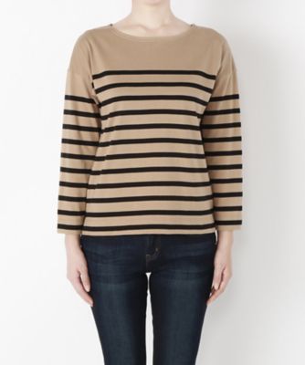 ＜Clothing＞ パネルボーダー9分袖バスクシャツ(CL72CS011K) ベージュxブラック 【三越・伊勢丹/公式】