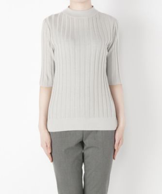 ＜Clothing＞ ワイドリブ5分袖ハイネックプルオーバー(CL72SW001K) グレー 【三越・伊勢丹/公式】