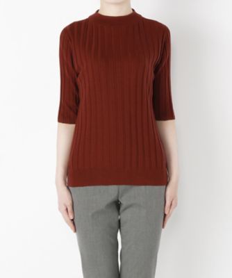 ＜Clothing＞ ワイドリブ5分袖ハイネックプルオーバー(CL72SW001K) レッド 【三越・伊勢丹/公式】