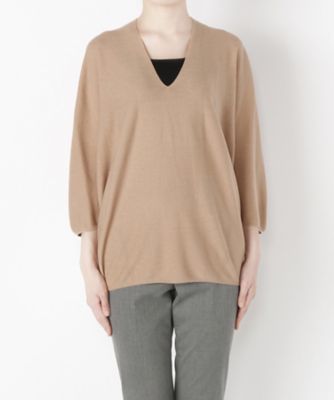 ＜Clothing＞ ガーターVネックプルオーバー(CL72SW002K) キャメル 【三越・伊勢丹/公式】