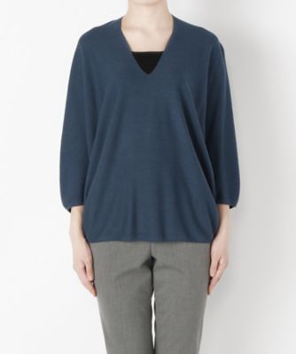 ＜Clothing＞ ガーターVネックプルオーバー(CL72SW002K) ブルーグレー 【三越・伊勢丹/公式】