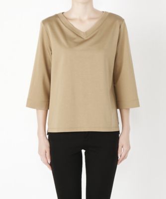 ＜Clothing＞ ハイゲージ裏毛Vネック6分袖(CL72CS007C) キャメル 【三越・伊勢丹/公式】
