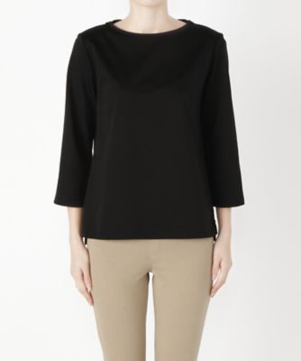 ＜Clothing＞ ハイゲージ裏毛ボートネック7分(CL72CS008C) クロ 【三越・伊勢丹/公式】