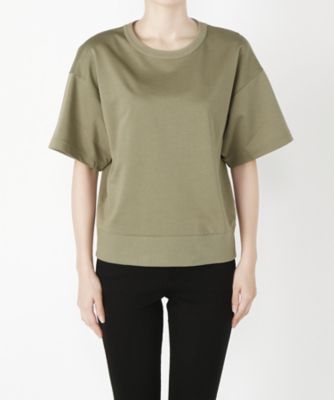 ＜Clothing＞ ハイゲージ裏毛クルーネック5分袖(CL72CS009C) オリーブ 【三越・伊勢丹/公式】
