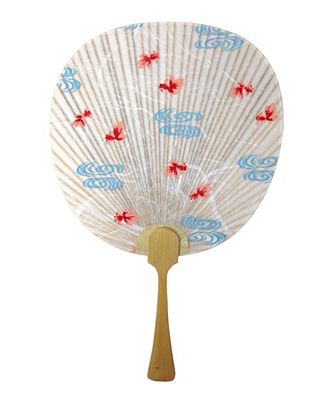 オゼキ 小丸うちわ 台付 金魚白 【三越・伊勢丹/公式】