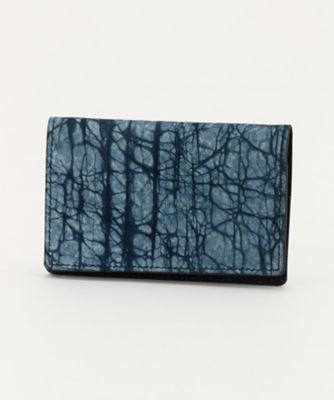 <JUNYA WARASHINA>スクモレザー ロウ割れカードケース ブルー 【三越・伊勢丹/公式】