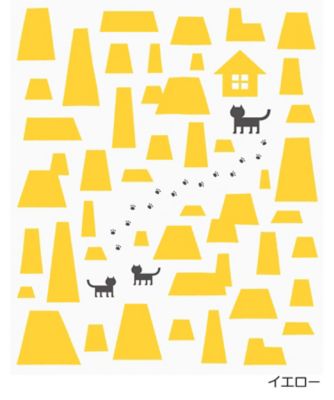 <加藤萬>かやのふきん 猫のおうち イエロー 【三越・伊勢丹/公式】