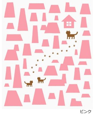 <加藤萬>かやのふきん 猫のおうち ピンク 【三越・伊勢丹/公式】