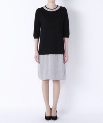 【SALE（三越）】＜ハンド＞ 布帛コンビワンピース 25502 クロ／ライトグレー 【三越・伊勢丹/公式】