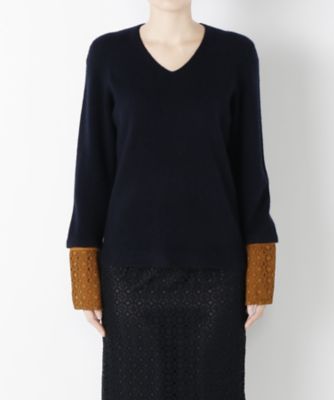 【SALE（三越）】＜ミグジュアリー/Mixury＞ MIQカフスレースニット T6KN18 ネイビー 【三越・伊勢丹/公式】