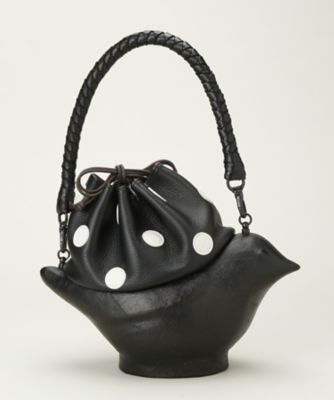 ＜coshell2/コシェルドゥ＞ 小鳥バッグ 黒/黒地水玉白(BAG3) 【三越・伊勢丹/公式】