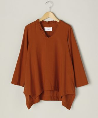 ＜TEEE(ティー)＞ ビンテージクロスアシンメトリーフリルブラウス(18150873)(スモールサイズ) オレンジ(51) 【三越・伊勢丹/公式】