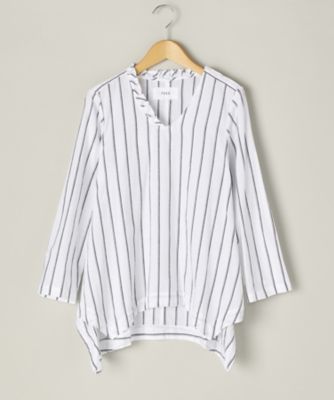＜TEEE(ティー)＞ ビンテージクロスアシンメトリーフリルブラウス(18150873) ストライプ(08) 【三越・伊勢丹/公式】