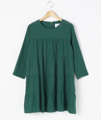 ＜TEEE(ティー)＞ 大きいサイズ ビンテージクロスティアードギャザーロングブラウス(18151073)(クローバー) グリーン(70) 【三越・伊勢丹/公式】