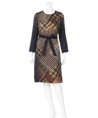 【SALE（三越）】＜メゾン ド ウーマン/MAISON DE WOMAN＞ 大きいサイズ 寄木細工ドレス(15F-D-1021-G)(クローバー/グレース) ネイビー 【三越・伊勢丹/公式】