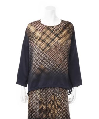 【SALE（三越）】＜メゾン ド ウーマン/MAISON DE WOMAN＞ 大きいサイズ 寄木細工チュニックブラウス(15F-B-1022-G)(クローバー/グレース) ネイビー 【三越・伊勢丹/公式】