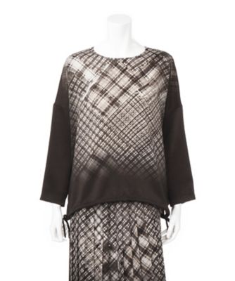 【SALE（三越）】＜メゾン ド ウーマン/MAISON DE WOMAN＞ 大きいサイズ 寄木細工チュニックブラウス(15F-B-1022-G)(クローバー/グレース) クロ 【三越・伊勢丹/公式】