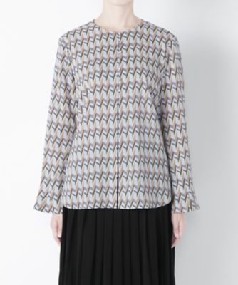 【SALE（三越）】＜メゾン ド ウーマン/MAISON DE WOMAN＞ 大きいサイズ 幾何柄ブラウス(16F-B-0806-G)(クローバー/グレース) グレー(04) 【三越・伊勢丹/公式】