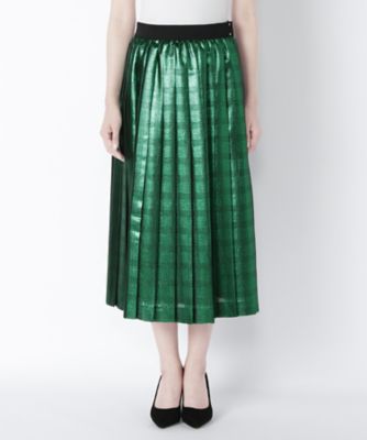 【SALE（三越）】＜MUVEIL/ミュベール＞ ラメグレンチェックプリーツスカート(MA62FS002) green 【三越・伊勢丹/公式】