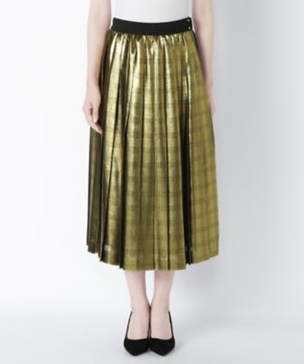 【SALE（三越）】＜MUVEIL/ミュベール＞ ラメグレンチェックプリーツスカート(MA62FS002) gold 【三越・伊勢丹/公式】