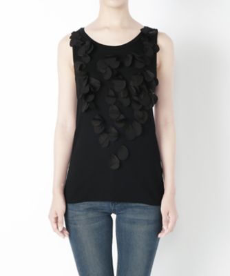 【SALE（三越）】＜MUVEIL/ミュベール＞ 花びら付きリブタンクトップ(MA62KSW007) caviar black 【三越・伊勢丹/公式】