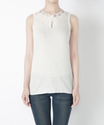 【SALE（三越）】＜MUVEIL/ミュベール＞ レースリブタンクトップ(MA62KSW006) milk white 【三越・伊勢丹/公式】