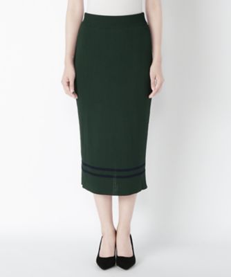 【SALE（三越）】＜MUVEIL/ミュベール＞ リブニットラインスカート(MA62KS002) dark green 【三越・伊勢丹/公式】
