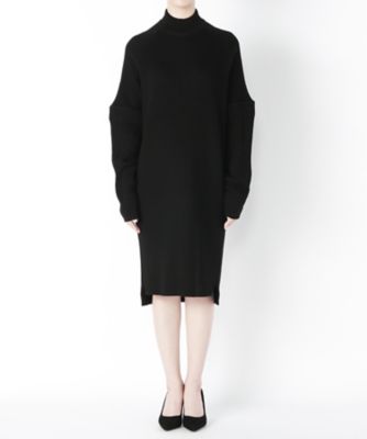 【SALE（三越）】＜MUVEIL/ミュベール＞ 袖切り替えリブワンピース(MA62KA003) caviar black 【三越・伊勢丹/公式】