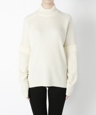 【SALE（三越）】＜MUVEIL/ミュベール＞ 袖切り替えリブニット(MA62KSW004) milk white 【三越・伊勢丹/公式】