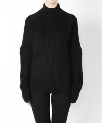 【SALE（三越）】＜MUVEIL/ミュベール＞ 袖切り替えリブニット(MA62KSW004) caviar black 【三越・伊勢丹/公式】