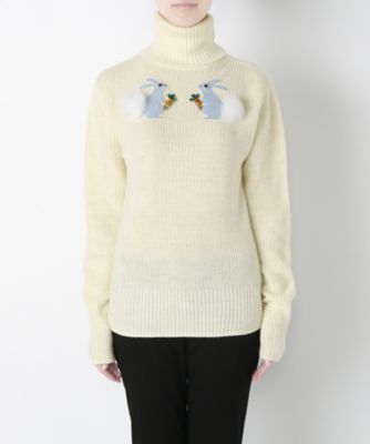 【SALE（三越）】＜MUVEIL/ミュベール＞ アニマル刺繍タートルニット(MA63KSW005) milkwhite 【三越・伊勢丹/公式】