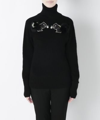 【SALE（三越）】＜MUVEIL/ミュベール＞ アニマル刺繍タートルニット(MA63KSW005) caviarblac 【三越・伊勢丹/公式】