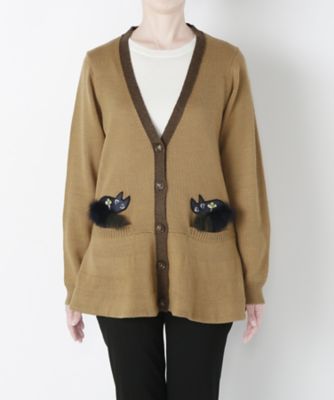 【SALE（三越）】＜MUVEIL/ミュベール＞ アニマル刺繍カーディガン(MA63KCD005) camel 【三越・伊勢丹/公式】