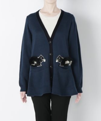 【SALE（三越）】＜MUVEIL/ミュベール＞ アニマル刺繍カーディガン(MA63KCD005) navy 【三越・伊勢丹/公式】