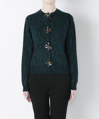 【SALE（三越）】＜MUVEIL/ミュベール＞ スネークプリントカーディガン(MA63KCD003) darkgreen 【三越・伊勢丹/公式】
