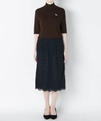 【SALE（三越）】＜MUVEIL/ミュベール＞ リブニットxレースコンビワンピース(MA63KA005) brown 【三越・伊勢丹/公式】