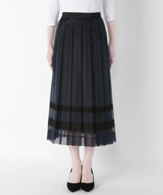 【SALE（三越）】＜MUVEIL/ミュベール＞ 20プリーツオーガンジースカート(MA63FS001) navy 【三越・伊勢丹/公式】