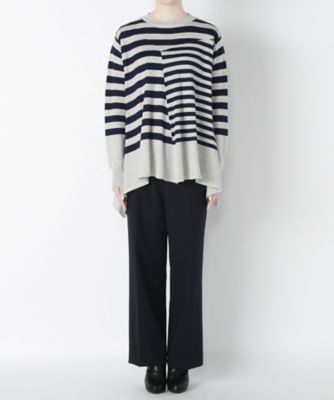 【SALE（三越）】＜レキサミ/REKISAMI＞ ボーダークルーネックプルオーバー(RC-65306) Gray/Navy 【三越・伊勢丹/公式】