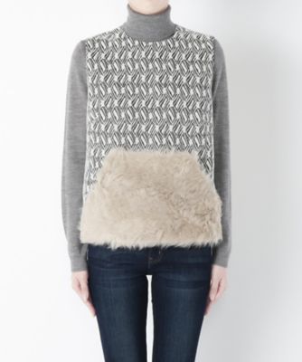 【SALE（三越）】＜ミュラーオブヨシオクボ/muller of yoshiokubo＞ Maze fur top(MLF16201) white 【三越・伊勢丹/公式】