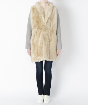 【SALE（三越）】＜ミュラーオブヨシオクボ/muller of yoshiokubo＞ Fur vesr coat(MLF16703) Lt. beige 【三越・伊勢丹/公式】