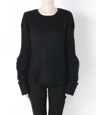 【SALE（三越）】＜ミュラーオブヨシオクボ/muller of yoshiokubo＞ ケーブルニットトップ(MLF16802) ブラック 【三越・伊勢丹/公式】
