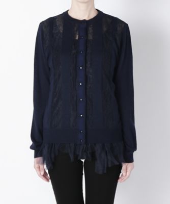【SALE（三越）】＜レキサミ/REKISAMI＞ 別注レースボタンカーディガン(RC-65317) navy 【三越・伊勢丹/公式】