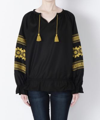 【SALE（三越）】＜ラウラ/Laula＞ 別注刺繍ブラウス(LW16i-BL8) ブラック 【三越・伊勢丹/公式】