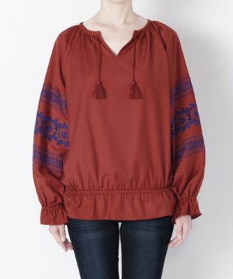 【SALE（三越）】＜ラウラ/Laula＞ 別注刺繍ブラウス(LW16i-BL8) テラコッタ 【三越・伊勢丹/公式】