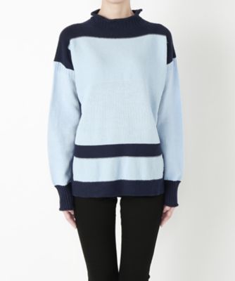 【SALE（三越）】＜N．HOOLYWOOD＞ バイカラーセーター(971-KT03 pieces) L.BLUE*NV 【三越・伊勢丹/公式】