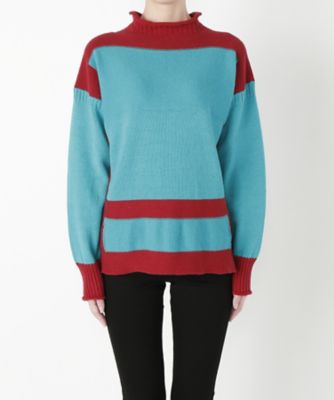 【SALE（三越）】＜N．HOOLYWOOD＞ バイカラーセーター(971-KT03 pieces) BLUE*RD 【三越・伊勢丹/公式】